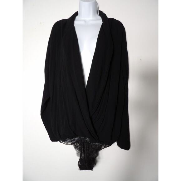 Free People Intimately Turnt Large Body Suit Deep V Crossover Black New NWT - Picture 1 of 15
